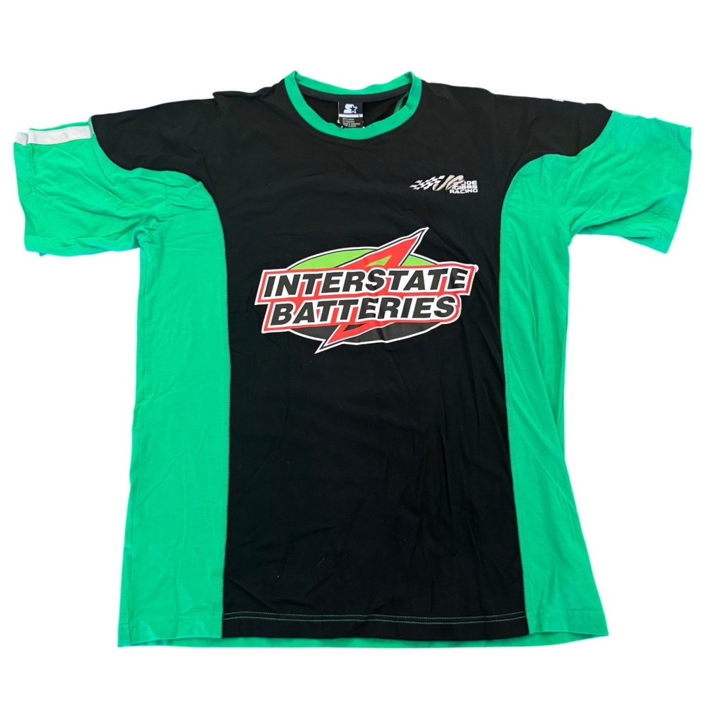 Starter Joe Gibbs Racing Interstate Batteries Shirt Mens Large Black Green 18